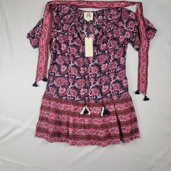 Nwt Small Figue Bria dress Paisley True Blue Fuchsia - Picture 3 of 12